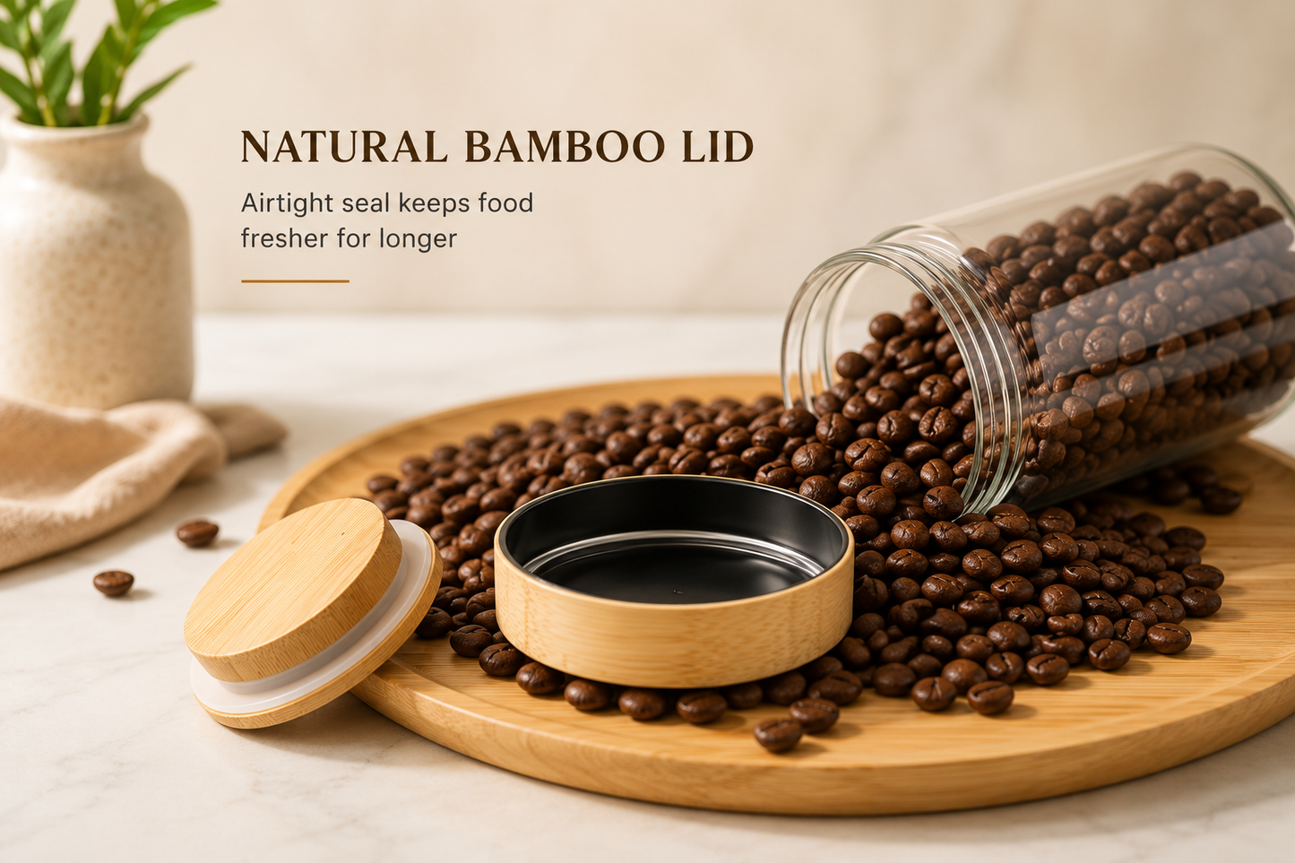 Bamboo and Glass Jar Set