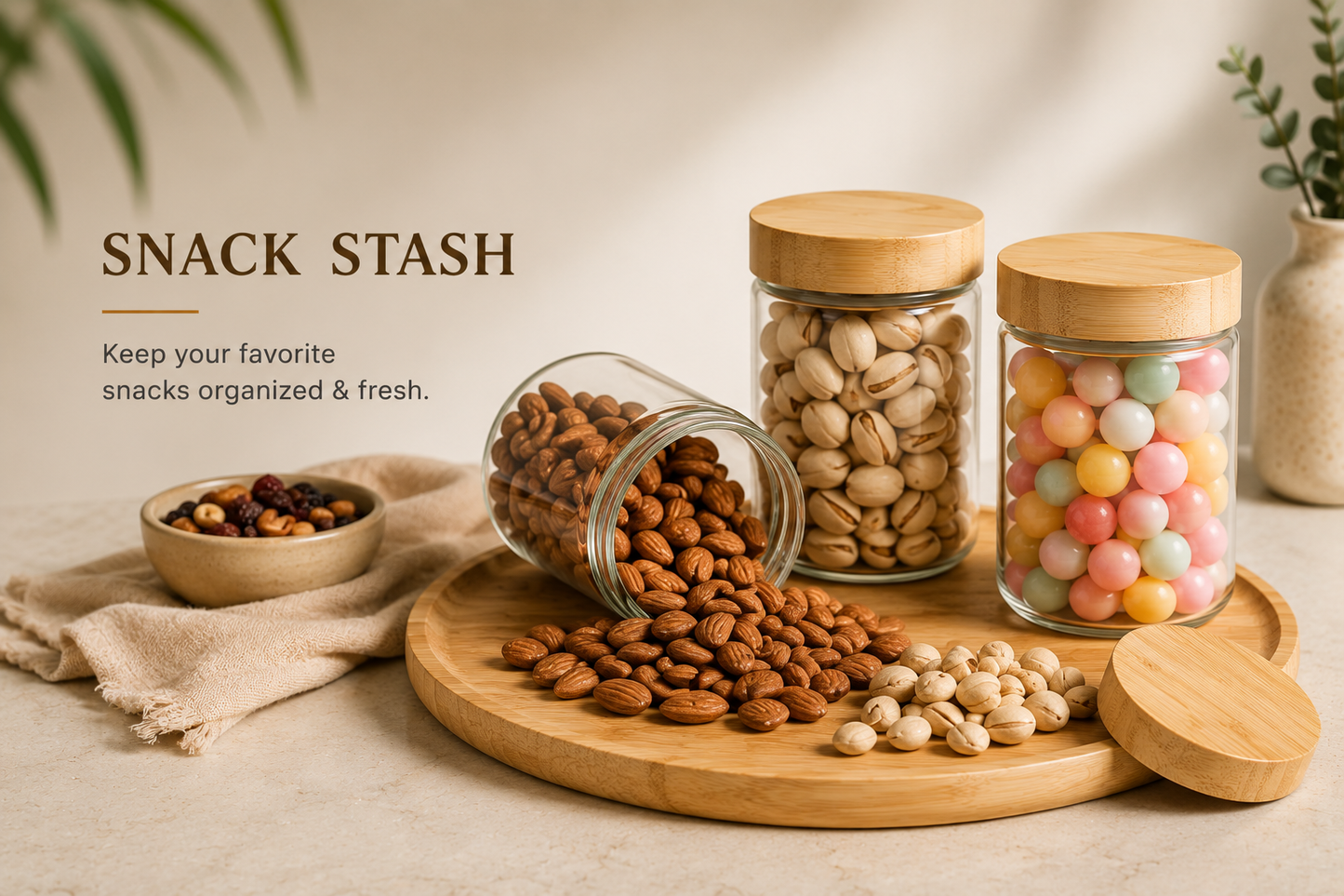 Bamboo and Glass Jar Set