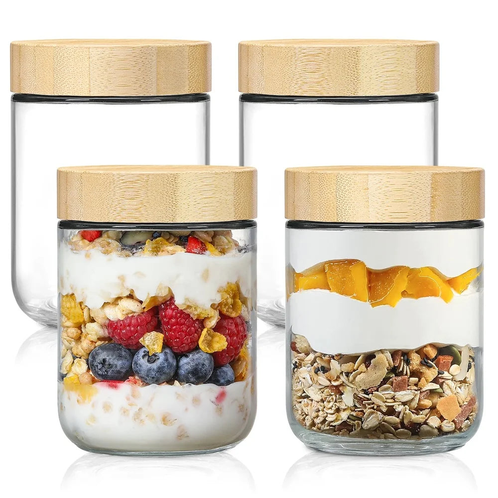 Bamboo and Glass Jar Set